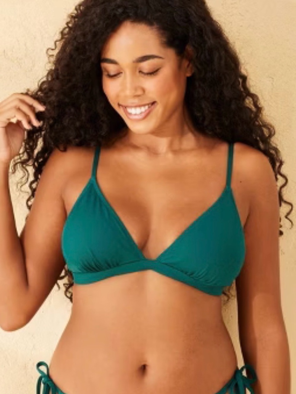 Shade & Shore Ribbed Triangle Bikini Top Green Size Large (12-14) NWT